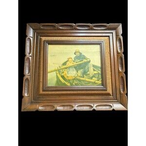 The Helping Hand Emile Renouf VTG Condition Print Custom Framed 18x16”